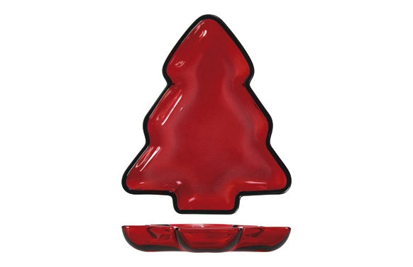 Piatto a forma di Albero di Natale Rosso 20X17X2.5