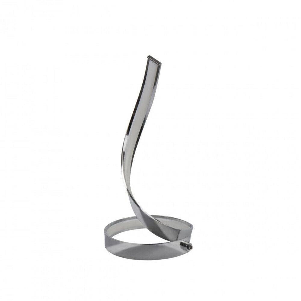 Trade Shop - Lampada Da Tavolo Led Moderna A Spirale Curva 12w Luce Comodino Argento Abatjour - -bianco Naturale      -