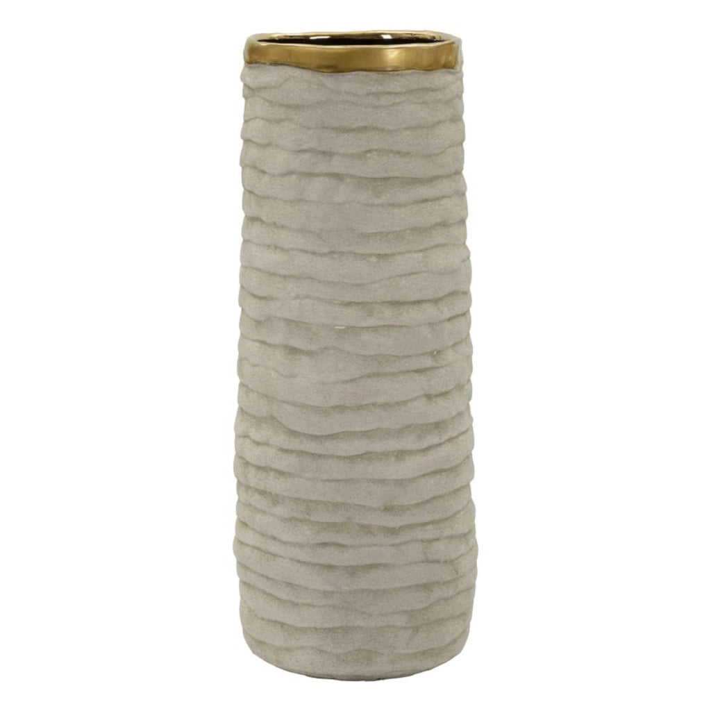 Vaso Decorativo VKH1018, Grigio, Ceramica, 15,5x15,5x40 cm