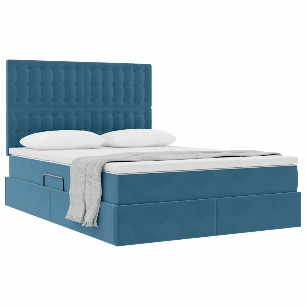 Letto con contenitore e materasso Blu Scuro 140 x 200 cm 3372157