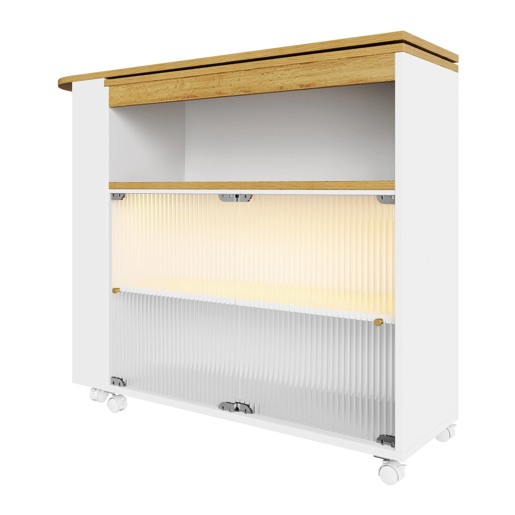 Tavolo Bar Allungabile con Vano Contenitore e LED ¨C MINIMAL ¨C Bianco, 138-204x39x105 cm