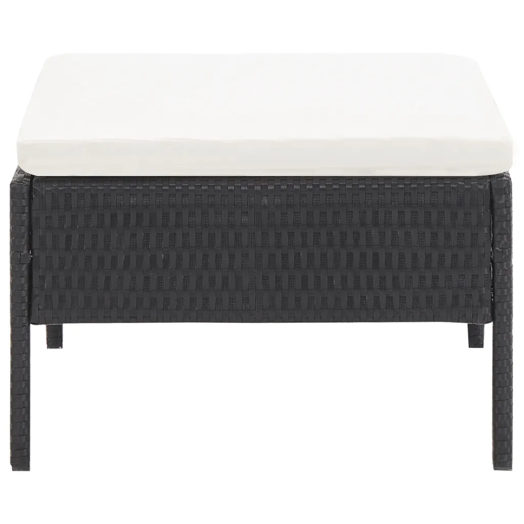Set Divani da Giardino 3 pz con Cuscini in Polyrattan Nero 48956