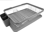 Afdruiprek da cucina/contenitore per posate separato/contenitore rimovibile per gocce/color grigio/41 x 32 x 9,5 cm