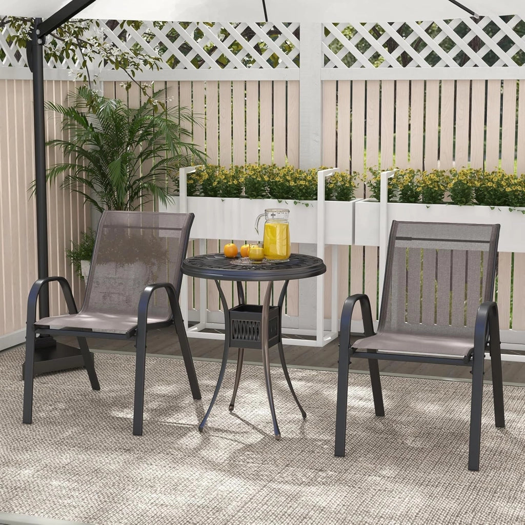 Set di 2/4 Sedie da Giardino, Poltrone in Tessuto Textilene per Esterno, Sedie Impilabili con Gambe in Metallo, Portata 150 kg, 56 x 70 x 84 cm (Grigio,4)