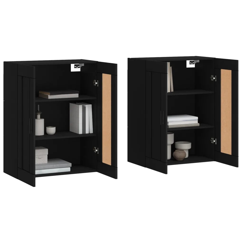 Armadietti a Parete 2 pz Neri in Legno Multistratocod mxl 126556