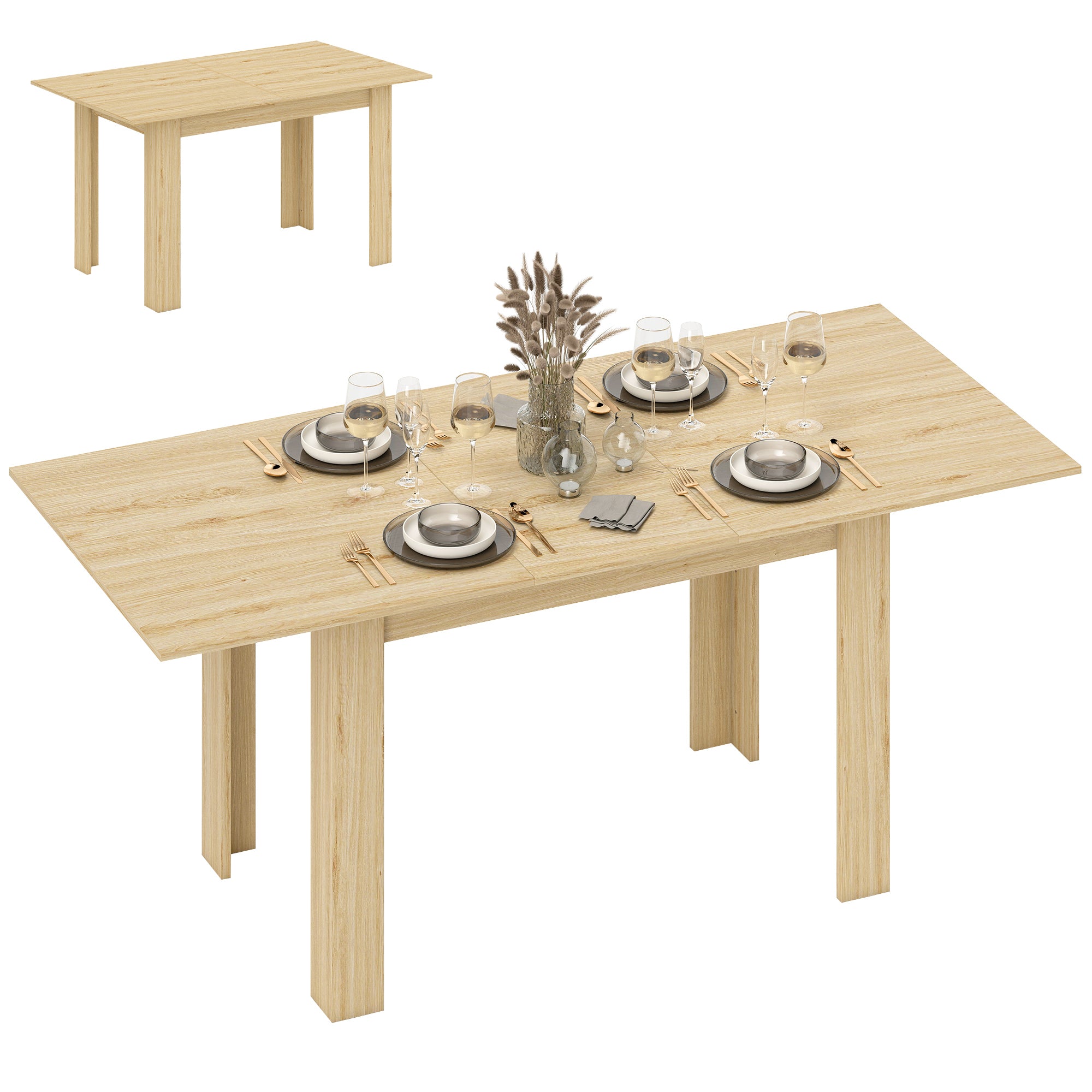 Tavolo Allungabile da Pranzo 140-180x80x75 cm per 6-8 Persone in MDF Color Legno