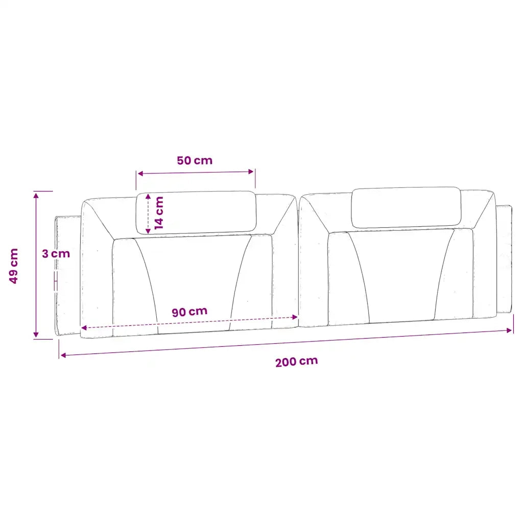 Cuscino Testiera Viana Nero 200 cm in Similpelle CFW7540478