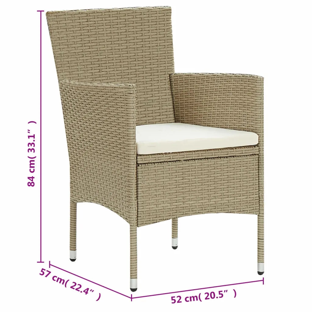 Set da Pranzo per Giardino 11 pz in Polyrattan Beige 3058574