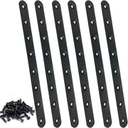 Connettori a piatto in acciaio inossidabile 244 x 19 x 3 mm con piatto perforato - Nero - 6 pezzi