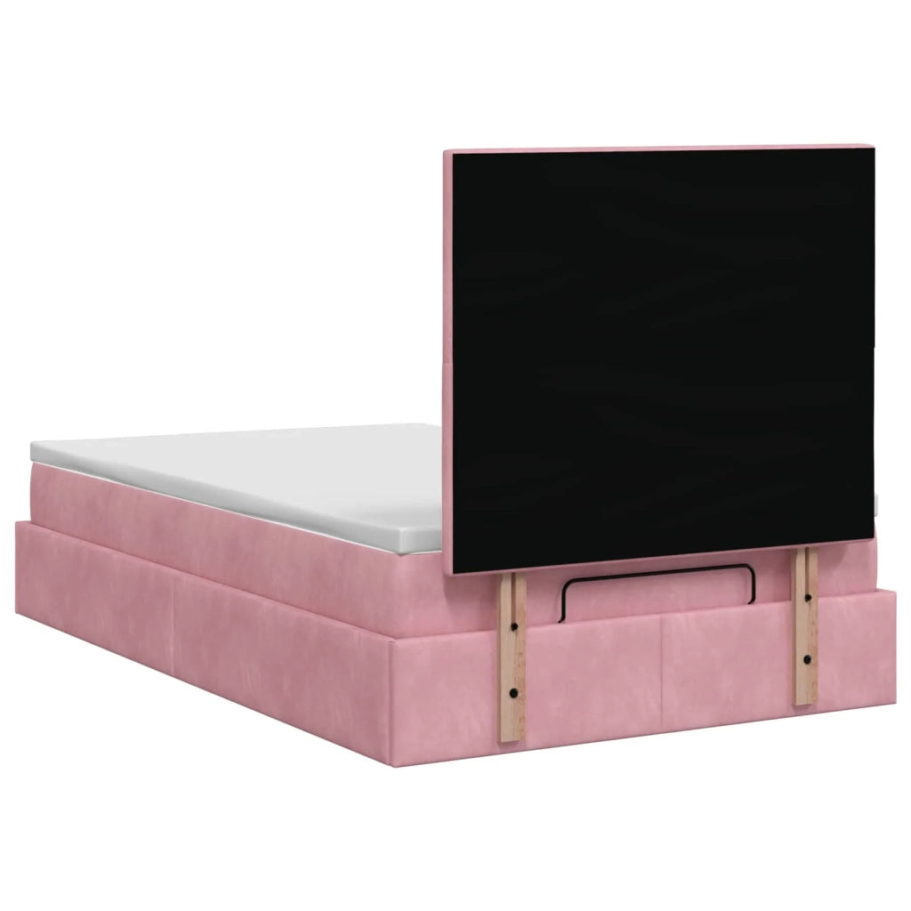 Letto Ottomano con Materasso e LED Rosa 120 x 200 cm Velluto 3458228