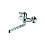Miscelatore monocomando a parete con canna girevole per lavabo acciaio cromato