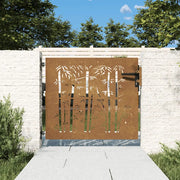 vidaXL Cancello da Giardino 85x75 cm in Acciaio Corten Design Bambù