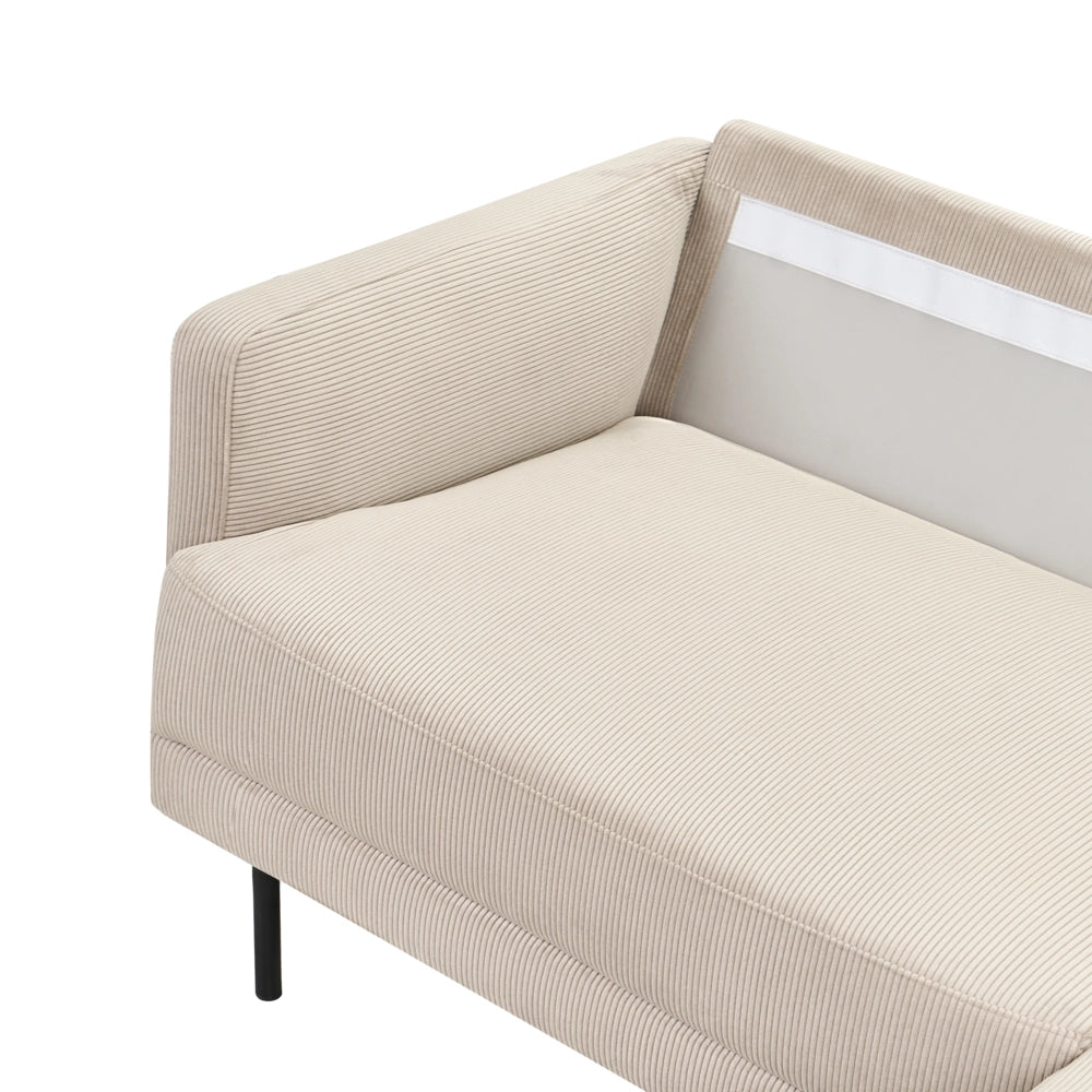 Divano imbottito angolare sinistro 2 posti con gambe in metallo beige Schienale imbottito stile moderno e minimalista