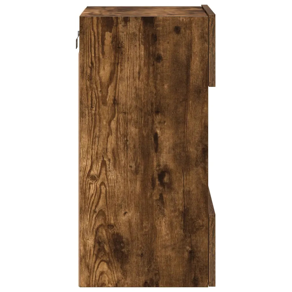 Mobili da parete con luci LED per TV 2pz Rovere Fumo 40x30x60,5 cm 837087