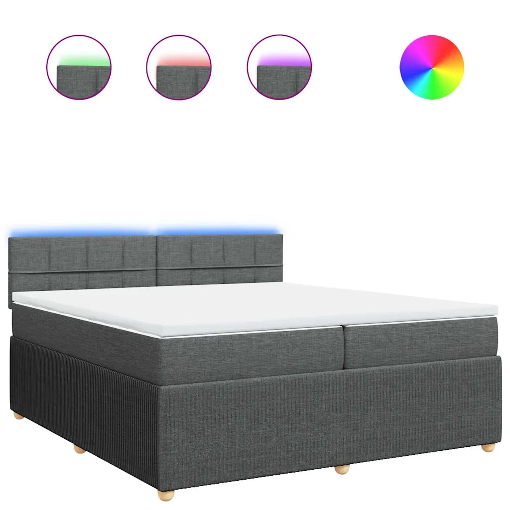 Giroletto a Molle con Materasso Grigio Scuro 200x200 cm Tessuto 3289864