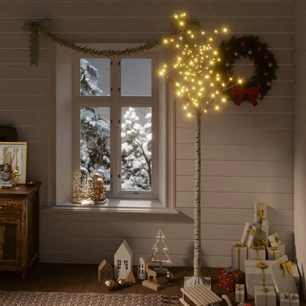 Albero Natale 220 LED 2,2 m Salice Bianco Caldo Interno Esterno