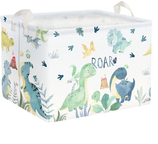 Cubo di archiviazione per bambino con dinosauro verde, 40x30x30 cm