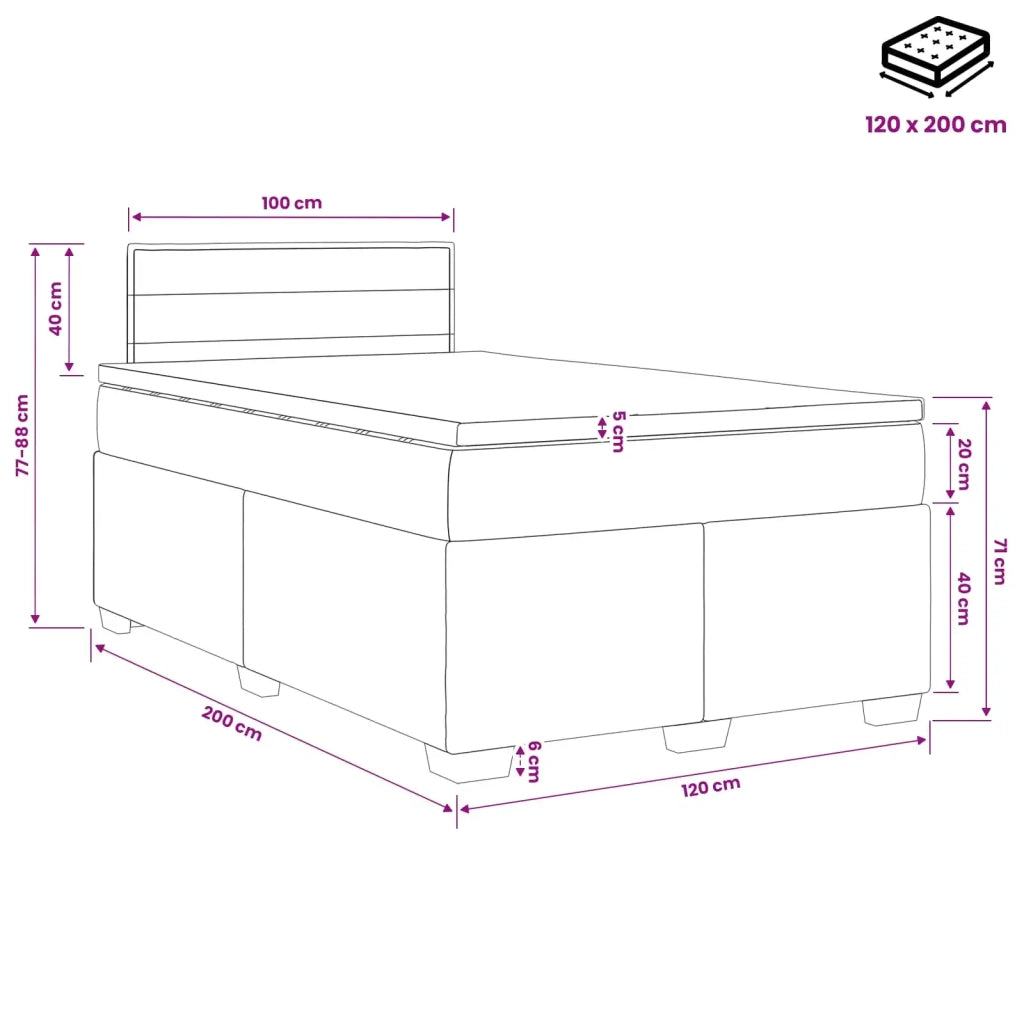 Letto box spring con materasso Blu 120 x 200 cm Tessuto 3450452