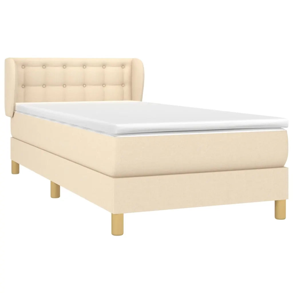 Giroletto a Molle con Materasso Crema 90x190 cm in Tessuto
