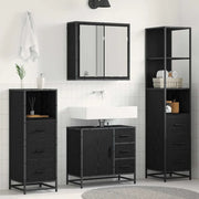 Set di mobili per il bagno 4 pcs Rovere Nero Legno multistrato