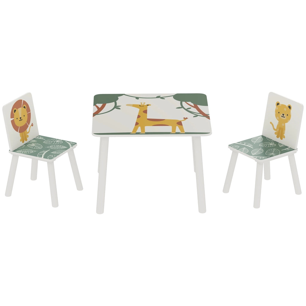 Tavolo bambini ¨C zephmum ¨C 60x60x44 cm, verde, legno, 2 sedie