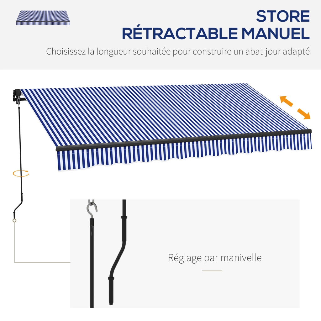 Tenda da sole retrattile manuale con manovella ¨C Xylo ¨C alluminio poliestere blu bianco