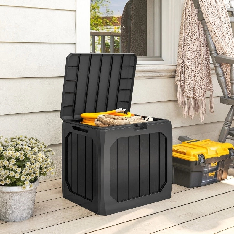 Box contenitore da giardino con chiusura; 56x45x53 cm; in polipropilene nero
