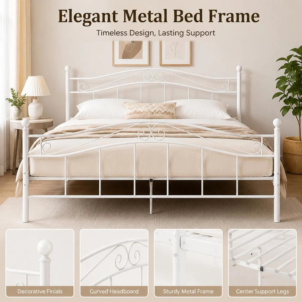 White Metal Bed 180x200 Cm