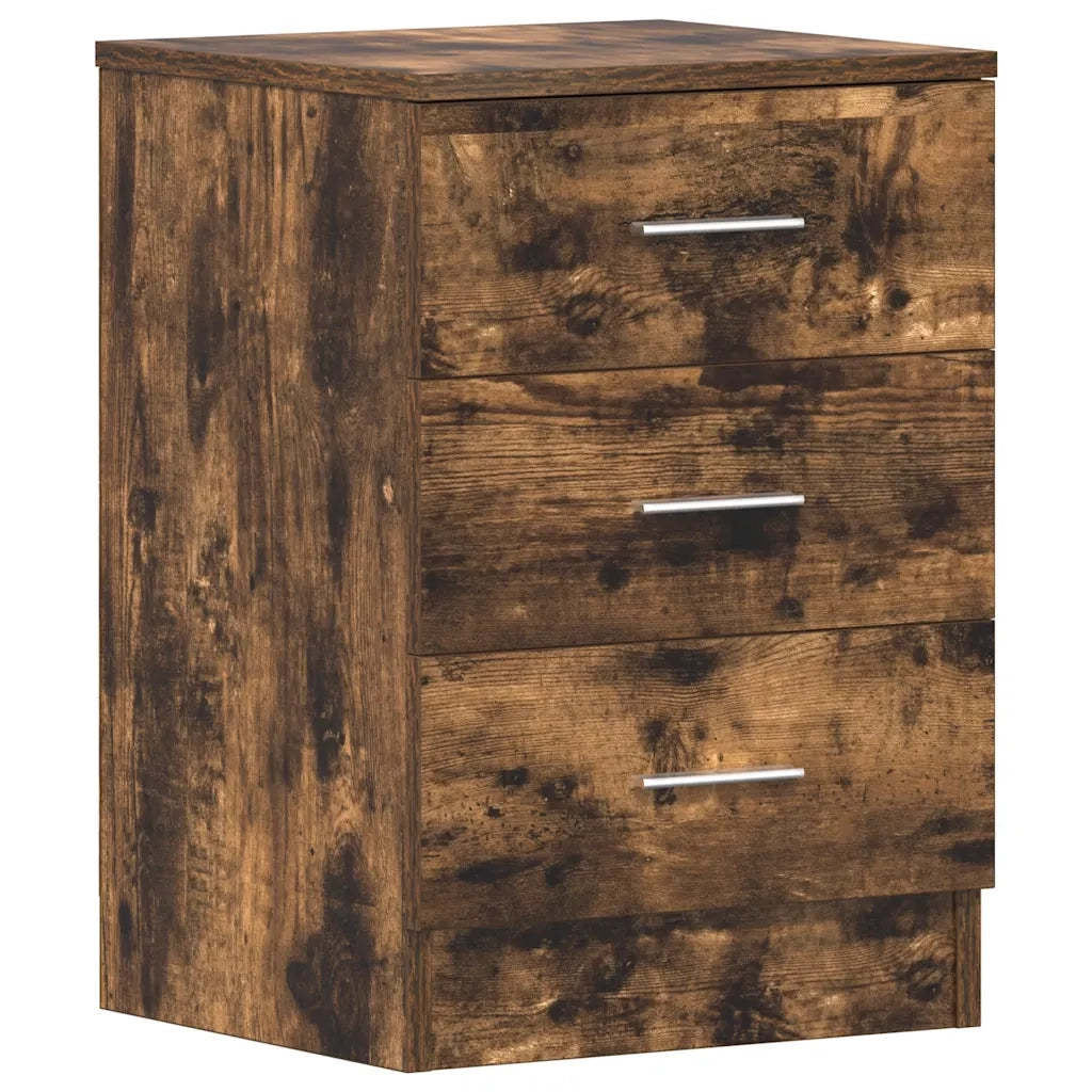 Set di 2 Comodini | Armadio da Notte | Mobiletto da notte Rovere Fumo 38x35x56 cm in Legno Multistrato