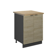 Mobiletto base cucina Fame-Line Pannello in quercia/Antracite 60 cm, PL Rovere Vicco