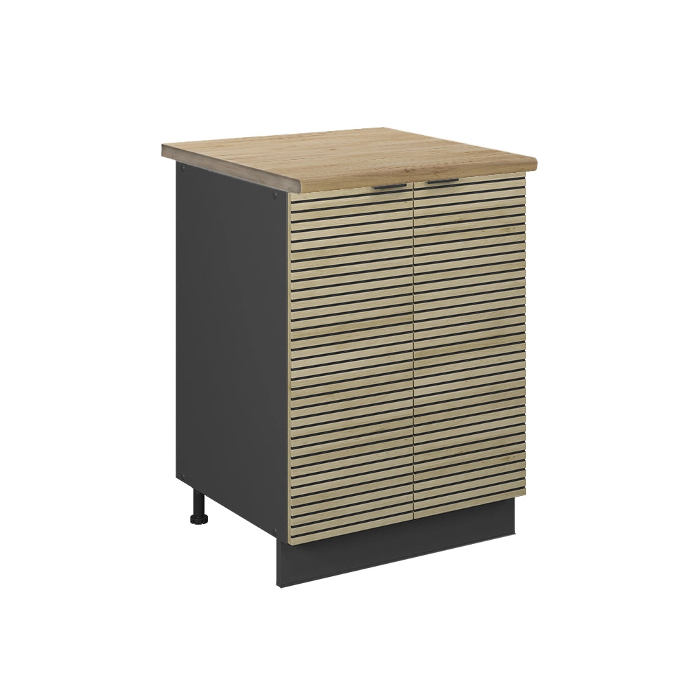 Mobiletto base cucina Fame-Line Pannello in quercia/Antracite 60 cm, PL Rovere Vicco