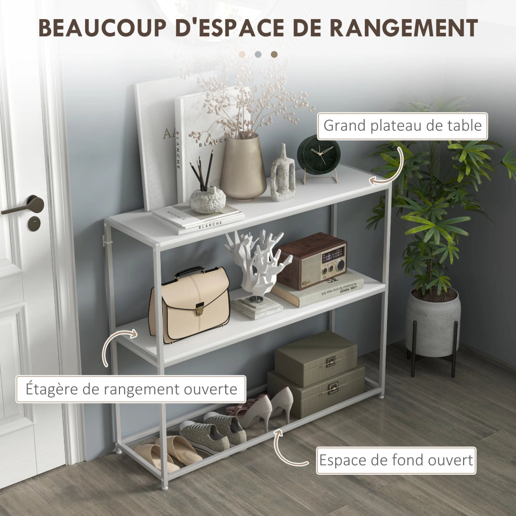 Tavolo console ¨C Zephmum ¨C Bianco metallo 100x30x87 cm