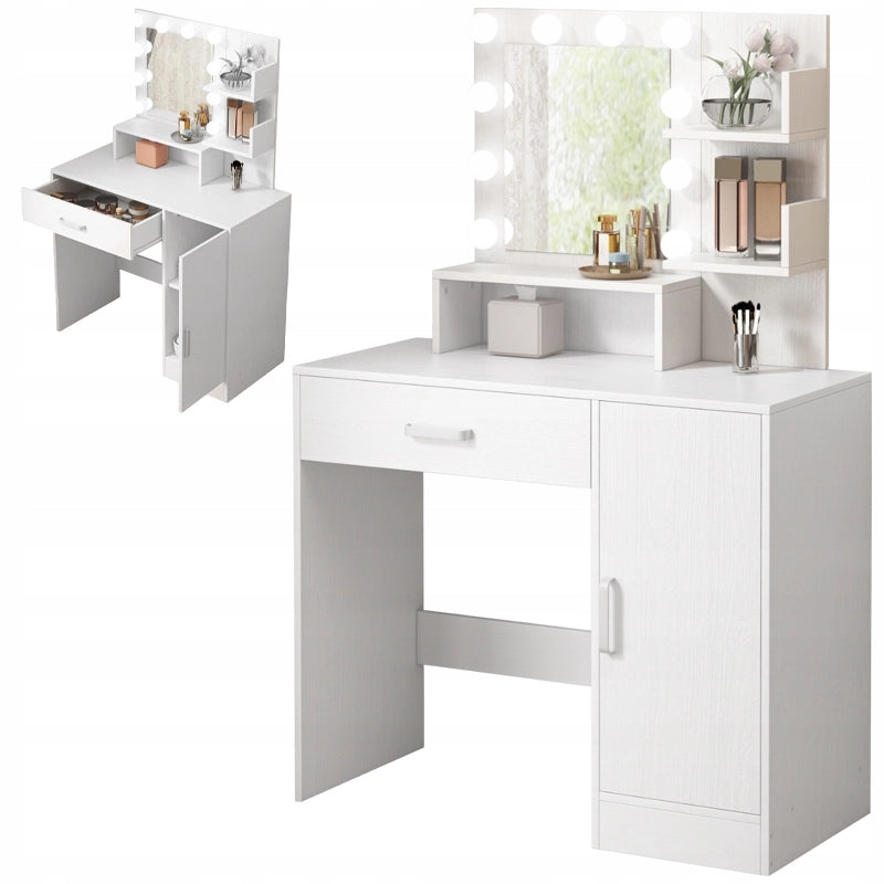 TOILETTE COSMETICA PER IL TRUCCO CON SPECCHIO LED MODERNA GLAMOUR LOFT