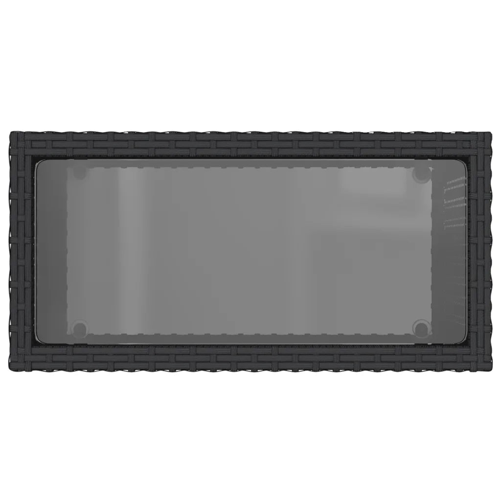 Tavolo da Giardino Piano in Vetro Nero 58x27,5x55 cm Polyrattan 365982