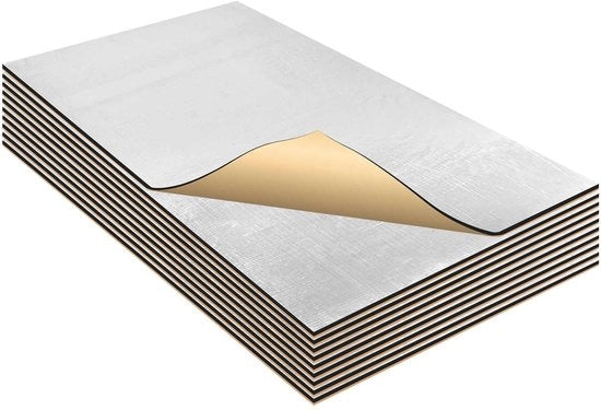 Matte di isolamento acustico 10 pezzi - Autoadesivo - Vetrocarbonio - Materiale per protezione da urti - Impermeabile - Spessore 10mm - 0,49m² di copertura - Materiale di isolamento acustico