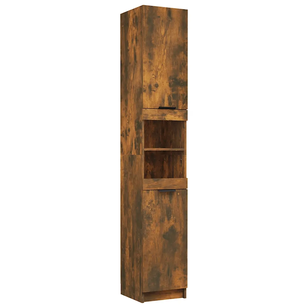 Armadietto Bagno | Armadio da bagno Rovere Fumo 32x34x188,5cm in Legno Multistrato