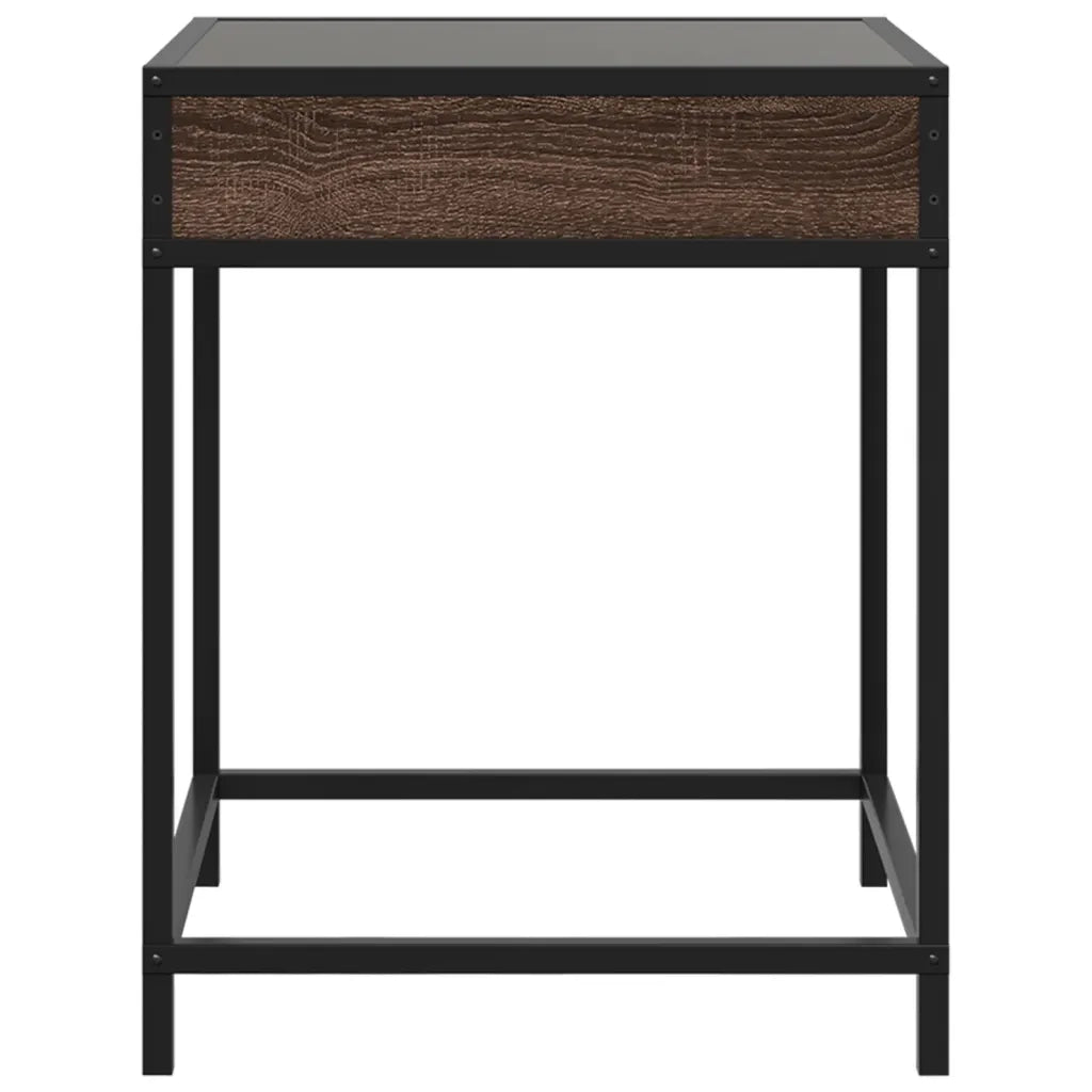 vidaXL Comodino con LED Infinity Rovere Marrone 40x40x51 cm