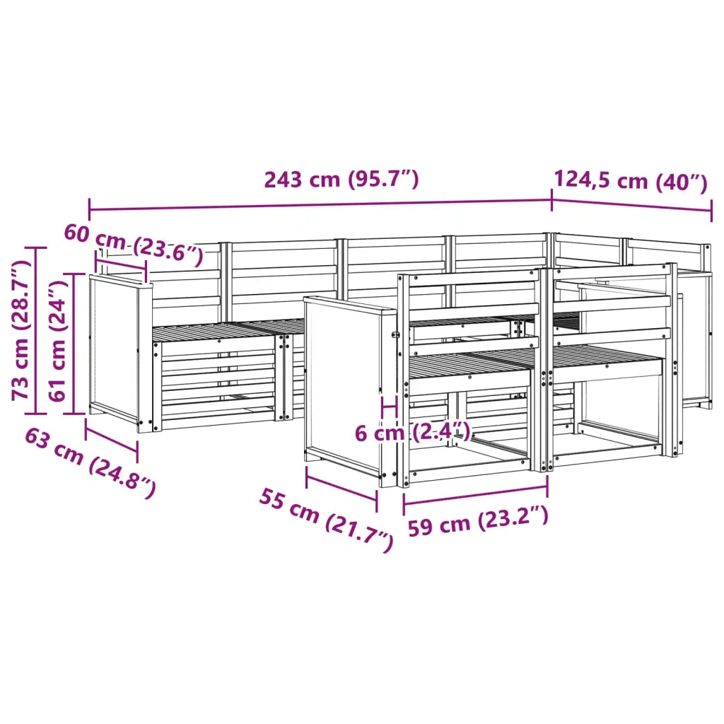 Set divano sezionale 6 pcs Naturale Legno di Acacia Massello