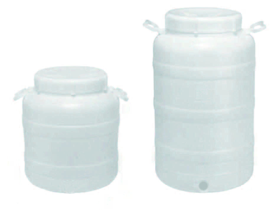 FUSTO A BOCCA LARGHISSIMA IN POLIETILENE PER ALIMENTI  lt.50  bocca ø cm.25  misure ø cm.37x62h.