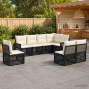 Set Divano da Giardino 8 pz Nero e Bianco Crema polyrattan 3435433