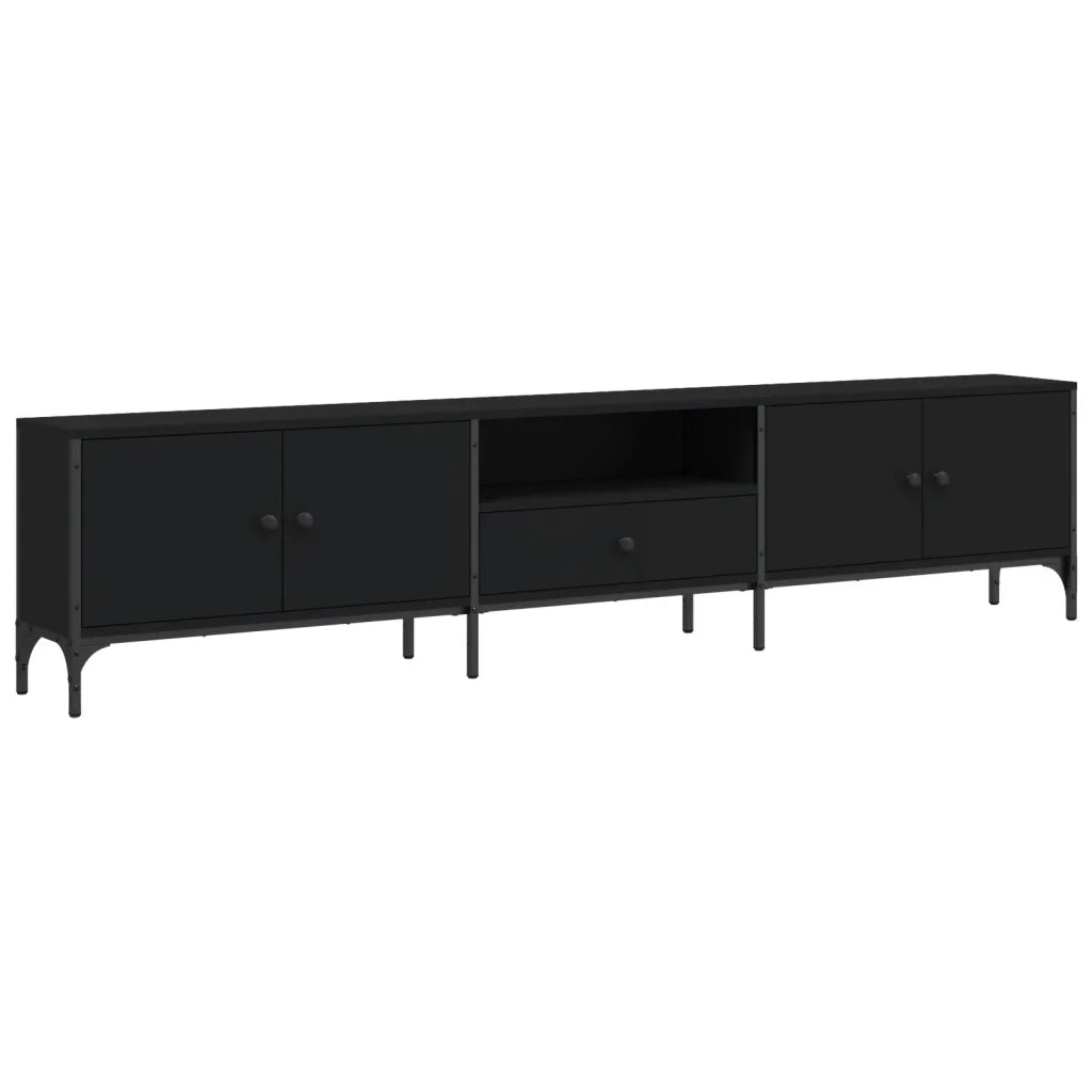 Mobile TV con Cassetto Nero 200x25x44 cm in Legno Multistrato 838988