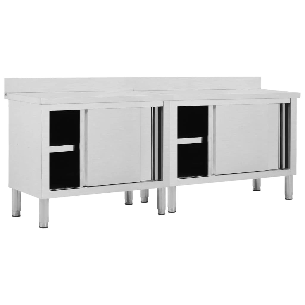 Set di due tavoli con ante scorrevoli 240 cm cucina professionale in acciaio inox 02_0000010