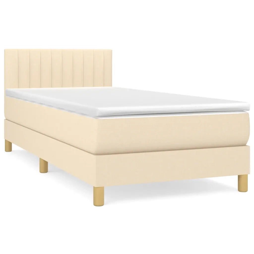 Giroletto a Molle con Materasso-Struttura Letto Crema 90x190 cm in Tessuto 592122