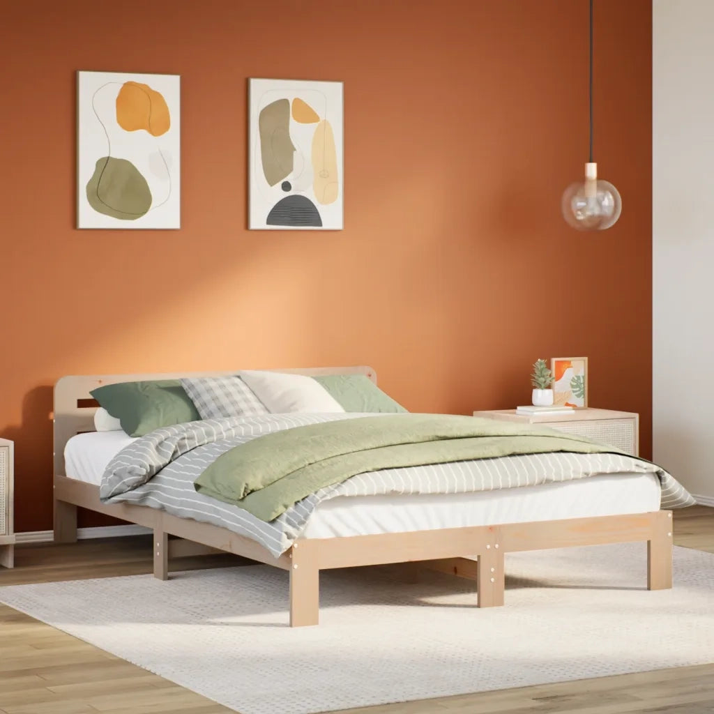 Letto matrimoniale | Letto per adulti | Letto senza Materasso 120x200 cm in Legno Massello di Pino