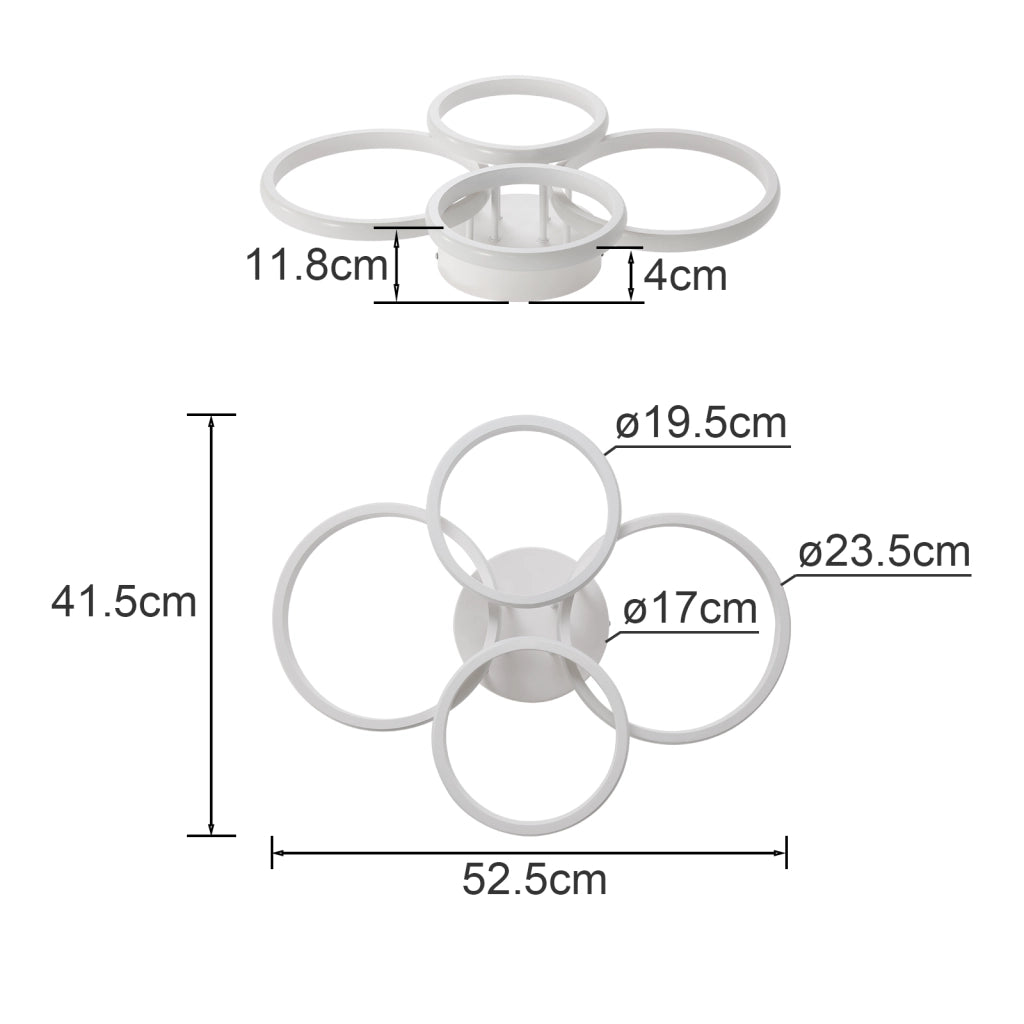 ZMH Lampada da soffitto plafoniera LED moderna bianca 48W 55cm dimmerabile telecomando per soggiorno camera letto