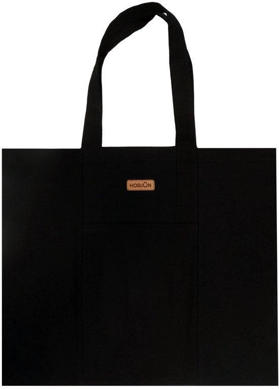 Borsa in cotone 100% – Borsa in gabardine – Borsa in tessuto riutilizzabile, borsa per spesa – Lavabile in macchina e adatta a carichi pesanti (nero)