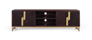 Mobile TV in legno massello di mango con base in metallo dorato