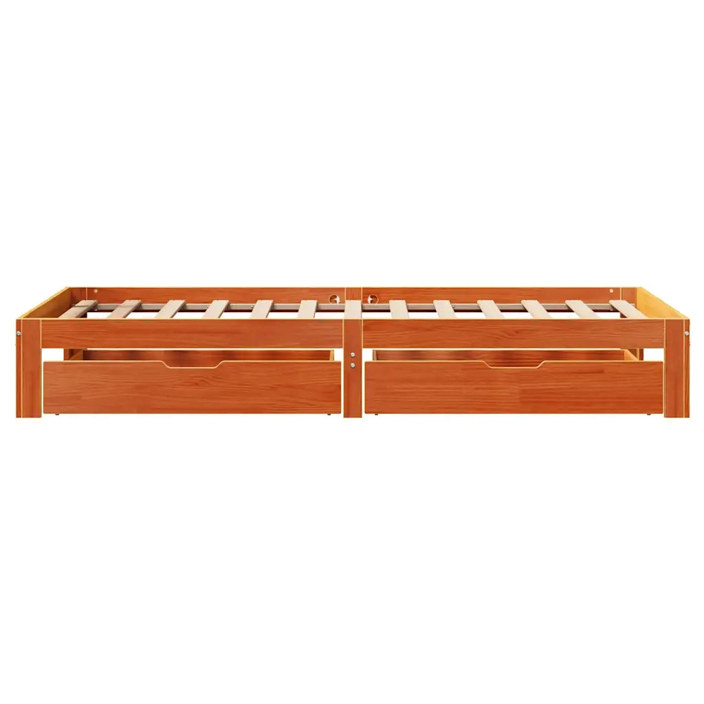 Giroletto Cassetti Marrone Cera 90x190cm Legno Massello di Pino 3301959