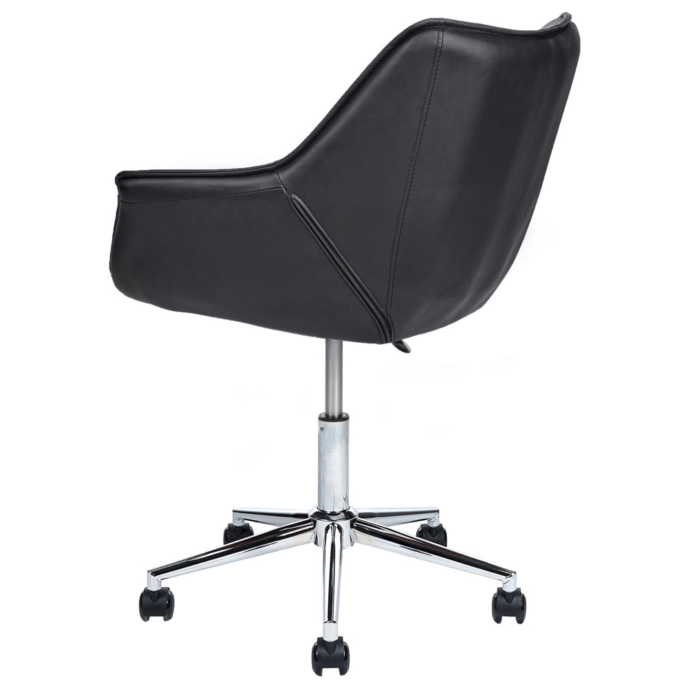 Sedia da ufficio in ecopelle nero girevole altezza regolabile stile moderno home office