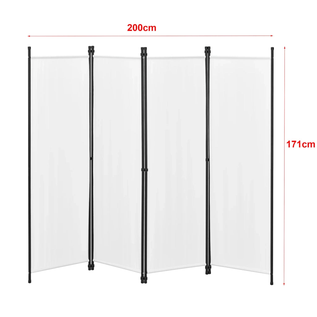 Schermo divisorio per la privacy a 4 pannelli 171 x 200 cm bianco 03_0008059